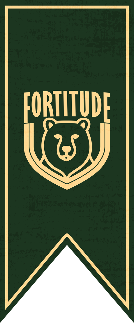 Bandeira verde da casa Fortitude, com o urso