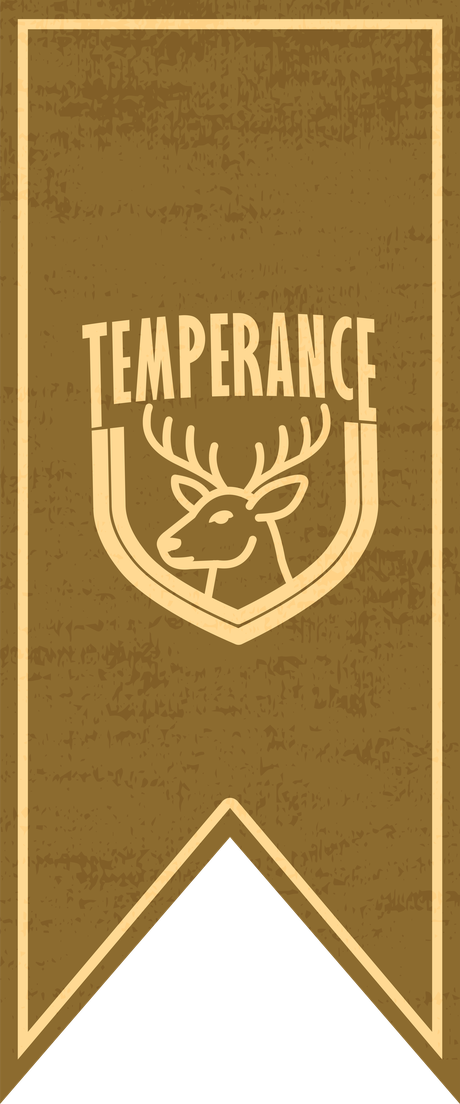 Bandeira dourada da casa Temperance, com o cervo